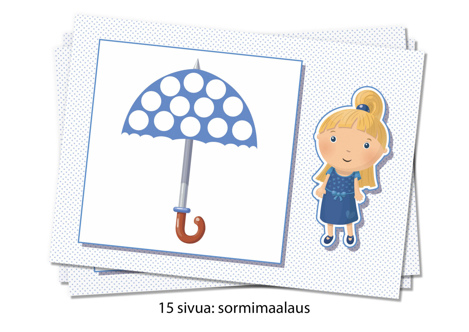 Tulostettava sormimaalaus lapsille. Sininen väri. A4-sivut.